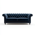 Chesterfield Sofa Velvet Upholstered 220x90x75 cm - Navy Blue - Classic Design