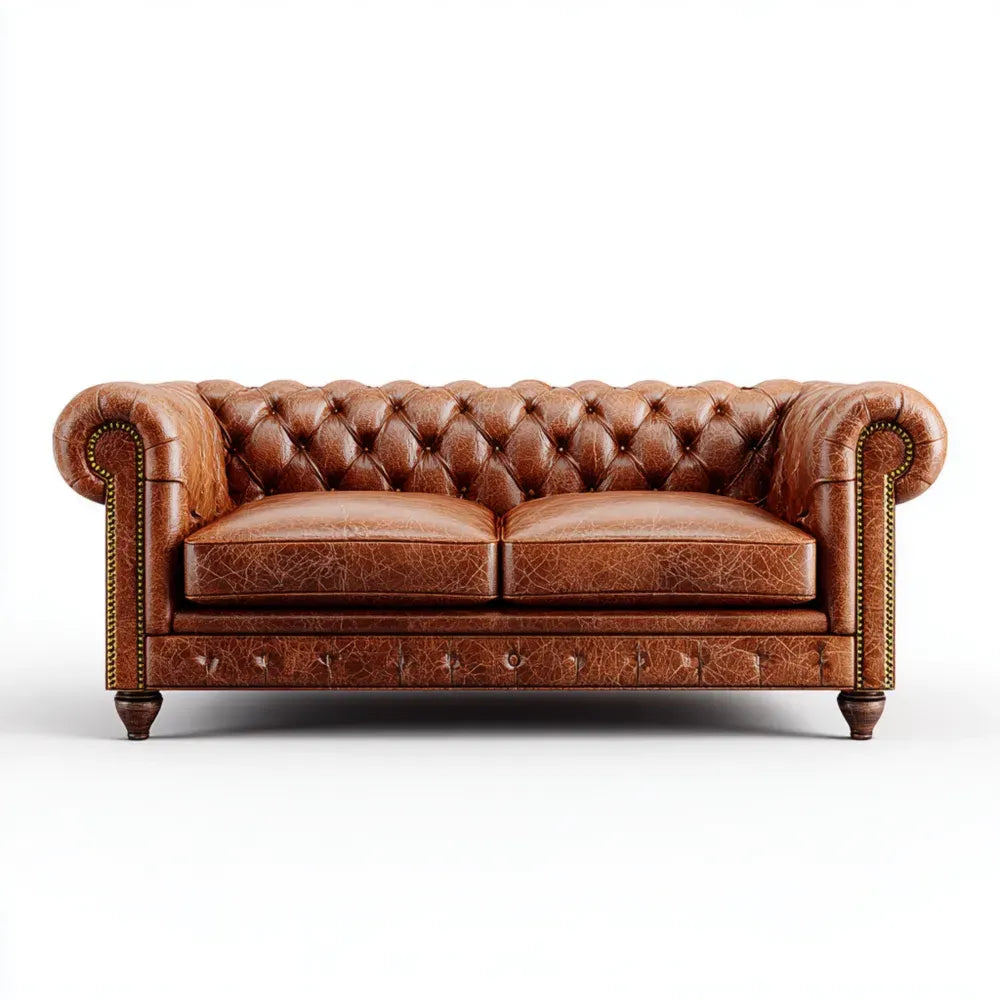 Leather Sofa Set 190x90x75 cm - Brown - Classic Design