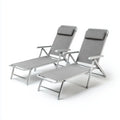Outdoor Patio Recliner Set 195x60x35 cm - Aluminum Frame Grey - Adjustable and Foldable
